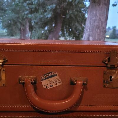 Lot 196: Vintage J.C. Higgins Luggage & Unmarked Smaller Luggage - Both have keys