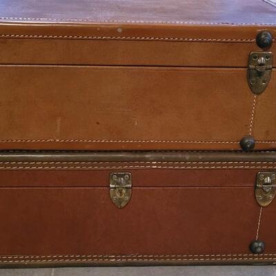 Lot 196: Vintage J.C. Higgins Luggage & Unmarked Smaller Luggage - Both have keys