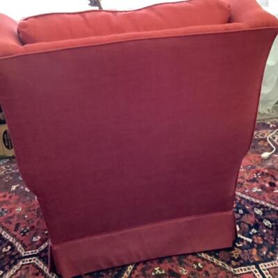 B - 132. Brick Red/Rose Red Upholstered Arm Chair - 