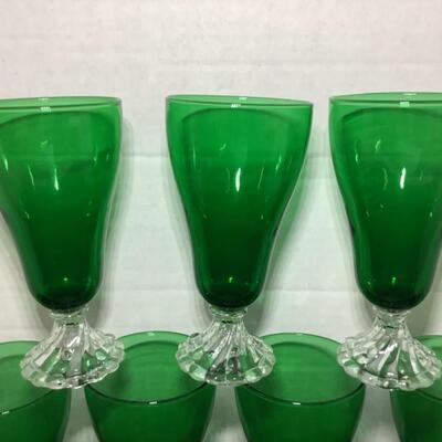 D - 141. Set of Seven Antique Anchor Hocking Forest Green Boopie Ice Tea Glasses