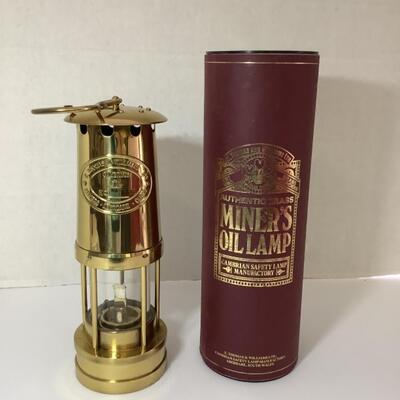D - 152. Authentic Brass Minerâ€™s Oil Lamp