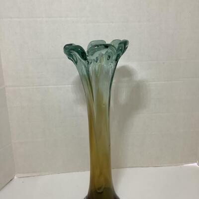 D - 153. Vintage 17â€ Swirl Art Glass Vase