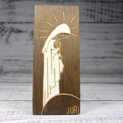 Vintage Virgin Mary with Child Carved Wood Panel