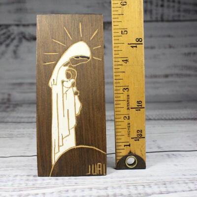 Vintage Virgin Mary with Child Carved Wood Panel