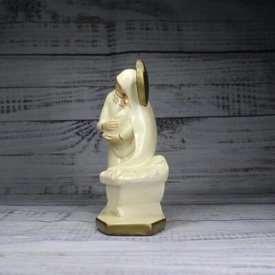 Vintage White Statuette of Madonna and Baby Figurine