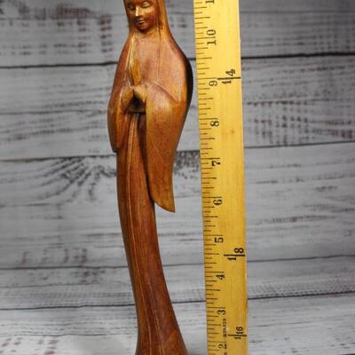 Carved Wood Statuette of the Virgin Mary Praying