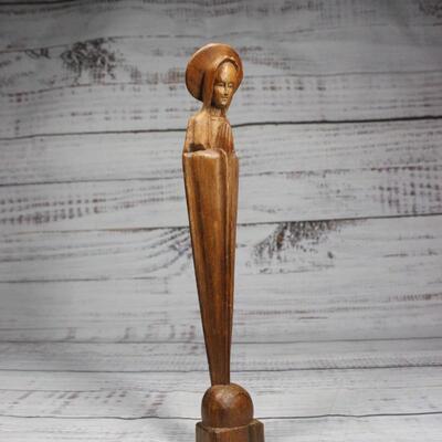 Carved Wood Statuette of the Virgin Mary Praying