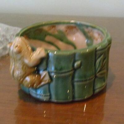 Frog and Bamboo Themed Planting Bowl with Marbles (5