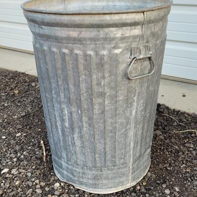 Lot 210: Vintage 24" x 18" Metal Trash Can 