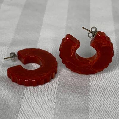 3 pairs vintage Bakelite Pierced Earrings