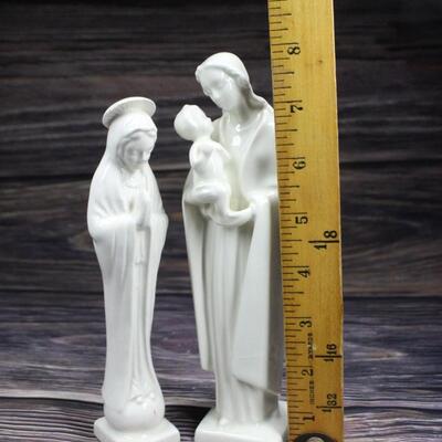 Vintage Pair of Virgin Mary Statuettes Figurines