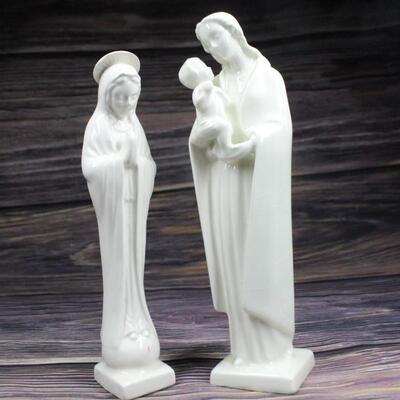 Vintage Pair of Virgin Mary Statuettes Figurines