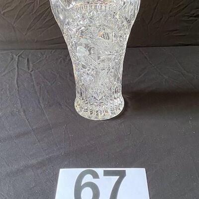 LOT#L67: Cut Glass Song Bird Vase