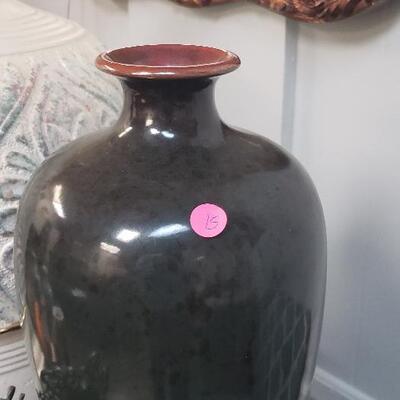 Large Green, Black  and Brown Vase