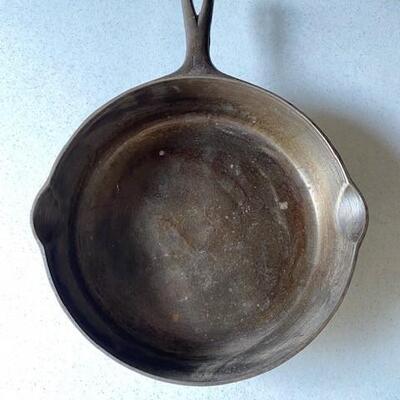 LOT#M85: Griswold Nickel Plated Cast Iron Skillet