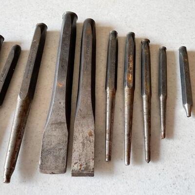 LOT#W191: Snap-On 15 Piece Chisel & Punch Lot