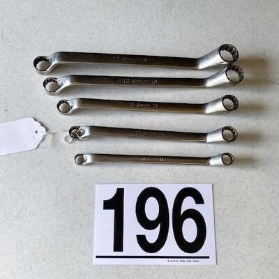 LOT#W196: Snap-On 5 Piece Metric Deep Offset Box Wrench Set