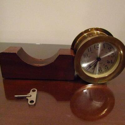 Brass Seth Thomas Ship's Clock with Wood Stand