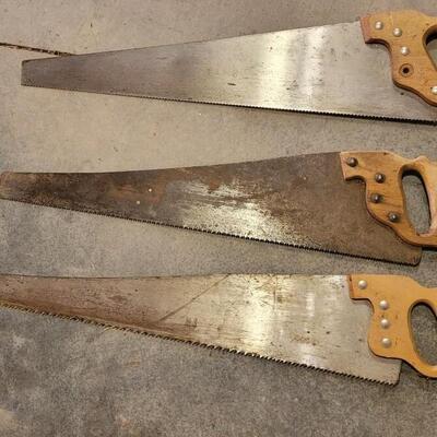 Lot 214: (3) Vintage Hand Saws