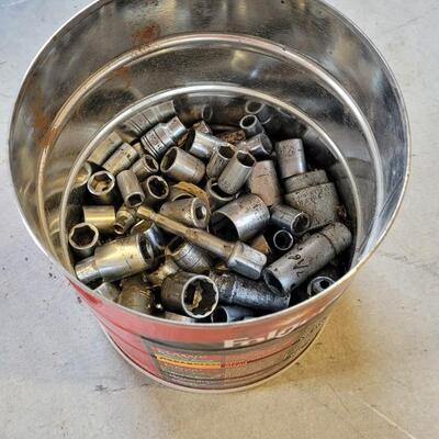 Lot 218: Coffee Can 1/2 Full of Small Assorted Sockets