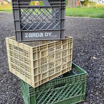 Lot 221: (3) Plastic Vintage Storage Crates