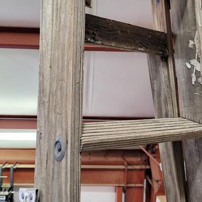 Lot 222: Vintage Wooden 6-Foot Step Ladder 