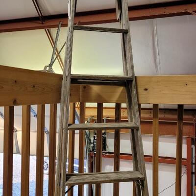 Lot 222: Vintage Wooden 6-Foot Step Ladder 