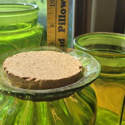 Lot 227: Green Glass Jars (3)