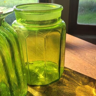 Lot 227: Green Glass Jars (3)