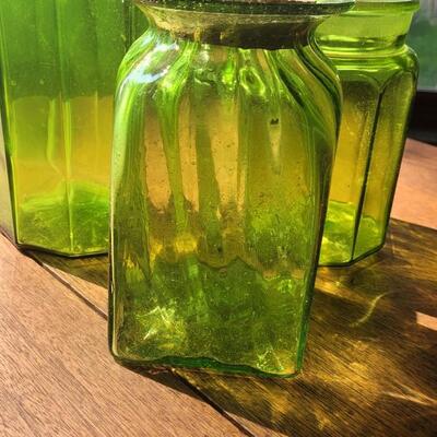Lot 227: Green Glass Jars (3)
