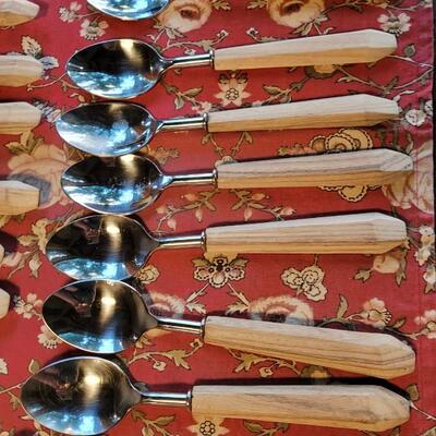 Lot 242: Wood Handle Flatware made in India 