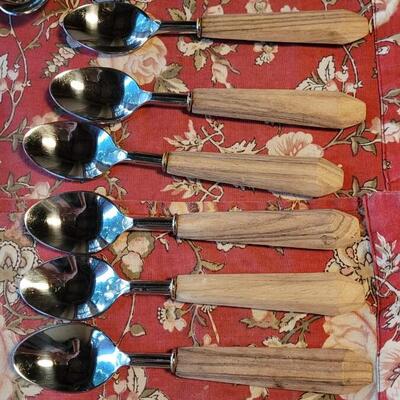 Lot 242: Wood Handle Flatware made in India 