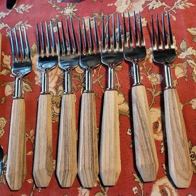 Lot 242: Wood Handle Flatware made in India 