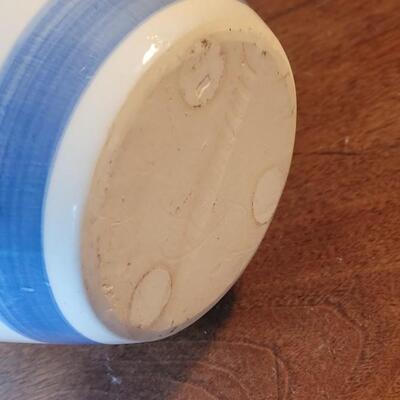 Lot 244: Blue and White Striped Ceramic Vase