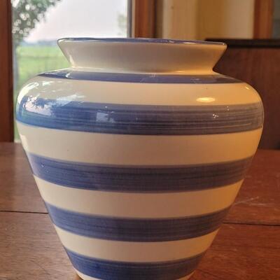 Lot 244: Blue and White Striped Ceramic Vase