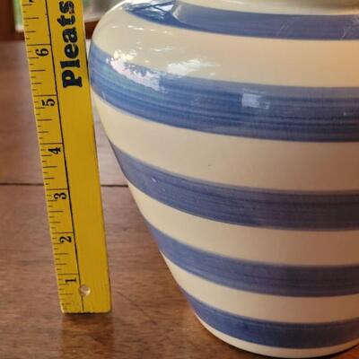 Lot 244: Blue and White Striped Ceramic Vase