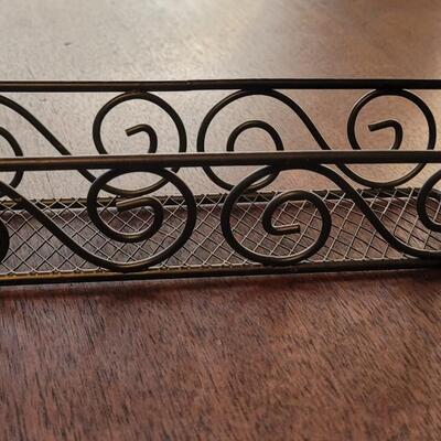 Lot 246: Black Metal Swirl Large Basket, Picture/Plate Holders and Rectangle Basket