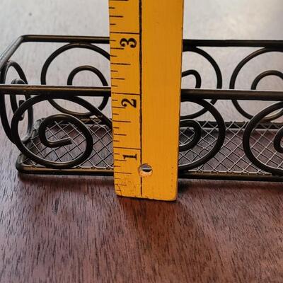 Lot 246: Black Metal Swirl Large Basket, Picture/Plate Holders and Rectangle Basket