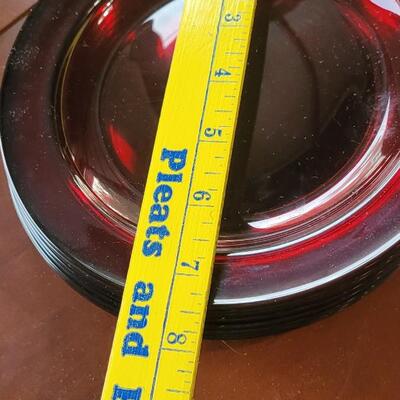 Lot 252: Ruby Red Glass 7.25" and 9.25" Plates 
