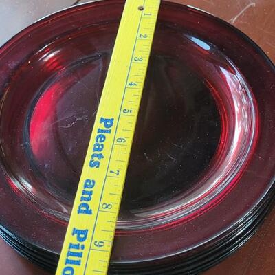 Lot 252: Ruby Red Glass 7.25" and 9.25" Plates 