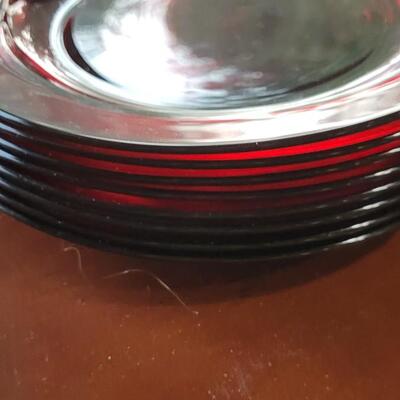 Lot 252: Ruby Red Glass 7.25" and 9.25" Plates 