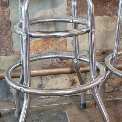 Lot 256: (3) Black Vinyl & Chrome Bar Stools (Seats have Spilt Vinyl