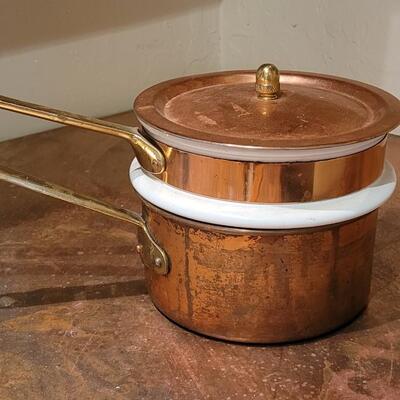 Lot 259: Copral Copper and Porcelain Double Broiler made in Portugal 