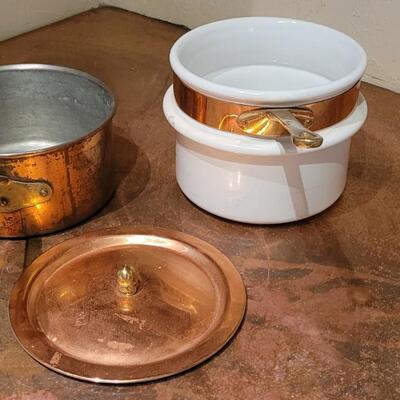 Lot 259: Copral Copper and Porcelain Double Broiler made in Portugal 