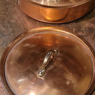 Lot 262: Copral Copper Frying Pan & 2 Lids (one lid fits pan)