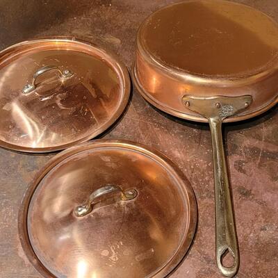 Lot 262: Copral Copper Frying Pan & 2 Lids (one lid fits pan)