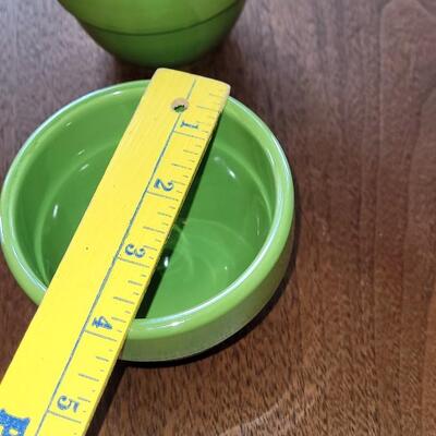 Lot 283: Yellow Salsa Bowl and Green Iridescent Bowls