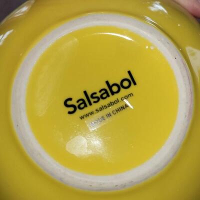 Lot 283: Yellow Salsa Bowl and Green Iridescent Bowls
