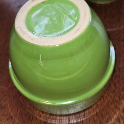 Lot 283: Yellow Salsa Bowl and Green Iridescent Bowls