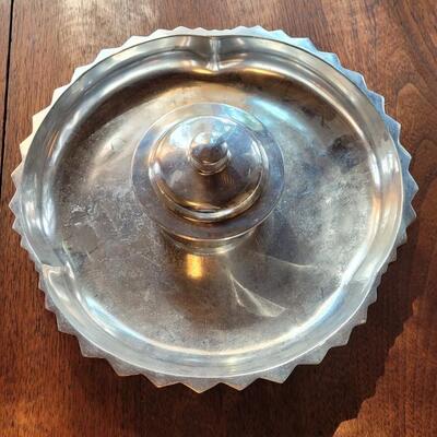 Lot 290: Heavy Aluminum Platter and Covered Bowl